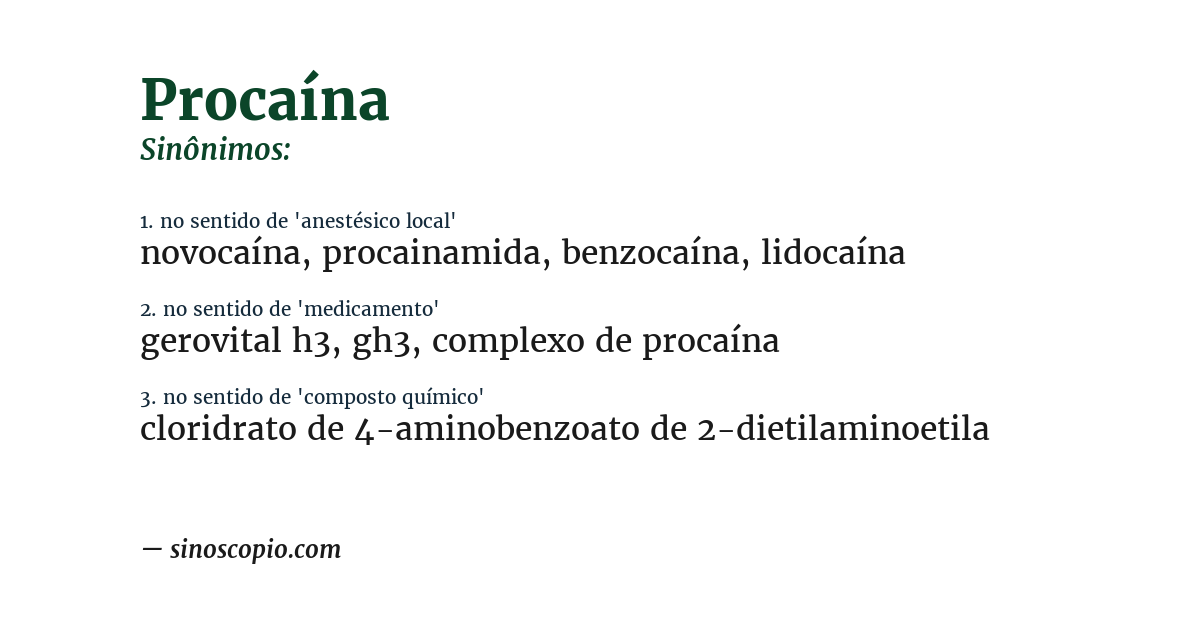 Sinônimo de procaína