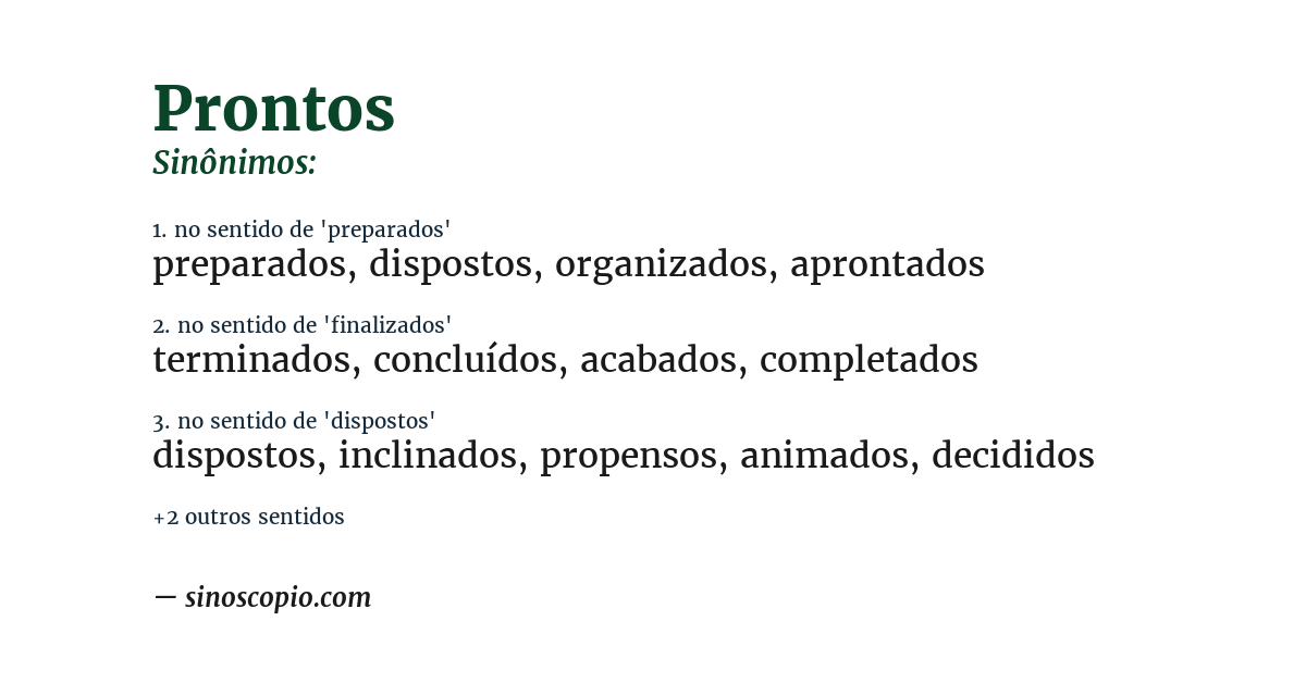 Sinônimo de prontos
