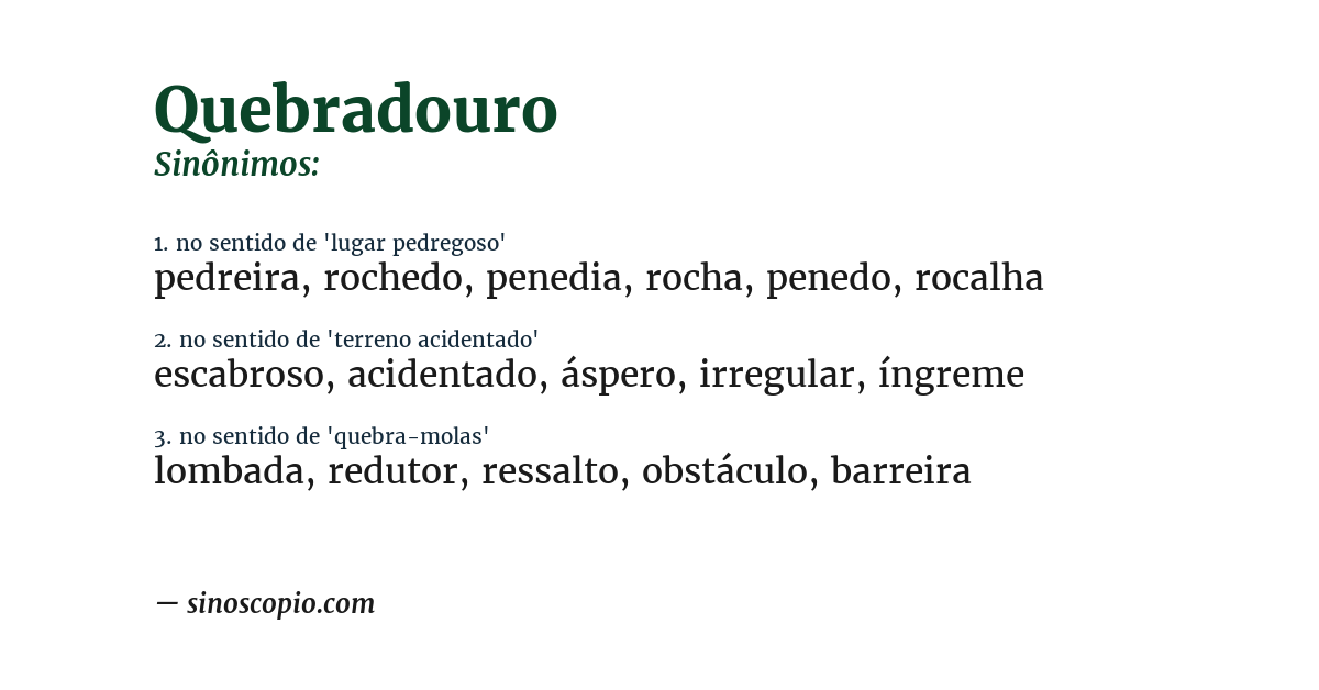 Sinônimo de quebradouro