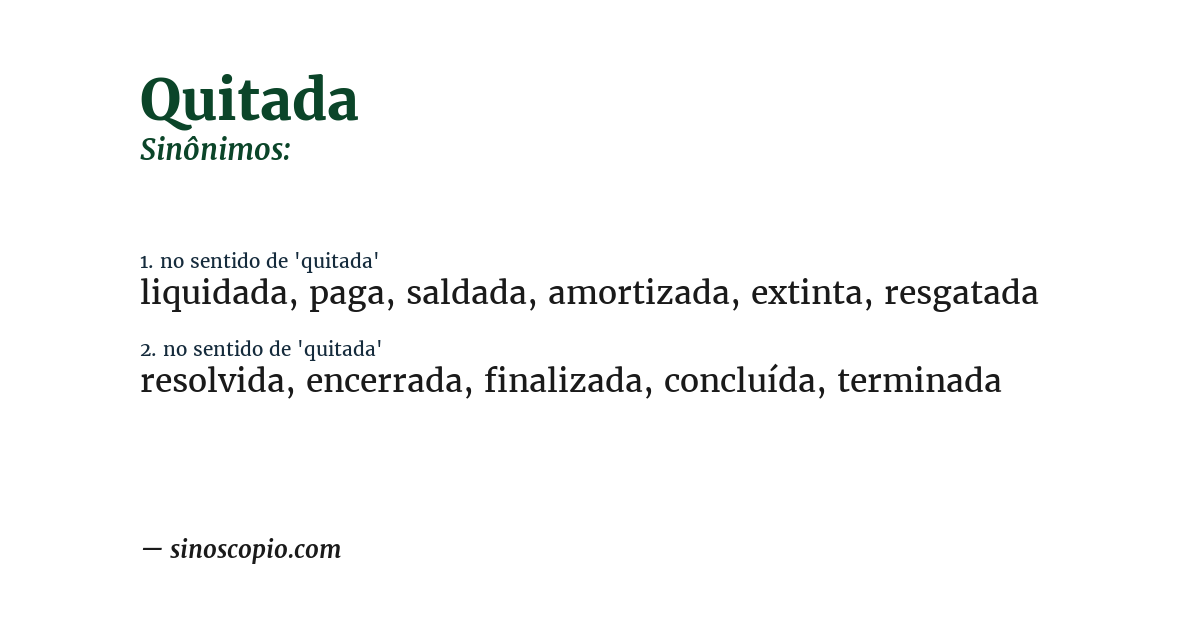 Sinônimo de quitada