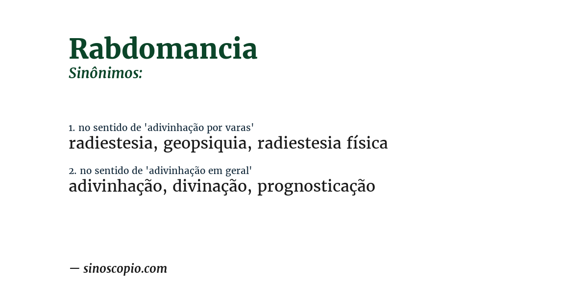 Sinônimo de rabdomancia