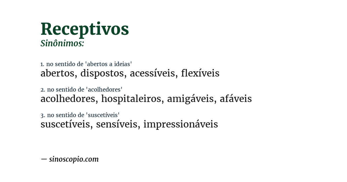 Sinônimo de receptivos