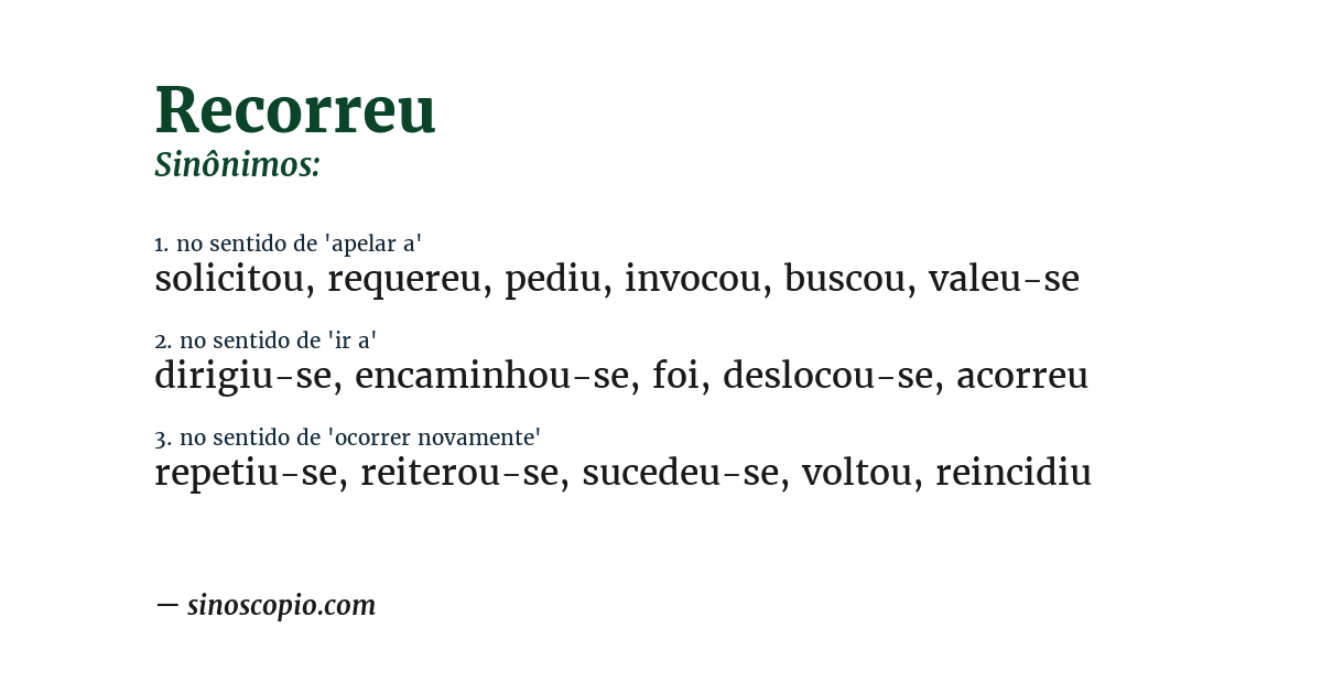 Sinônimo de recorreu