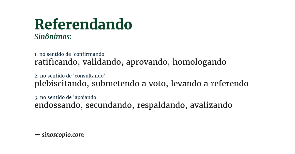 Sinônimo de referendando