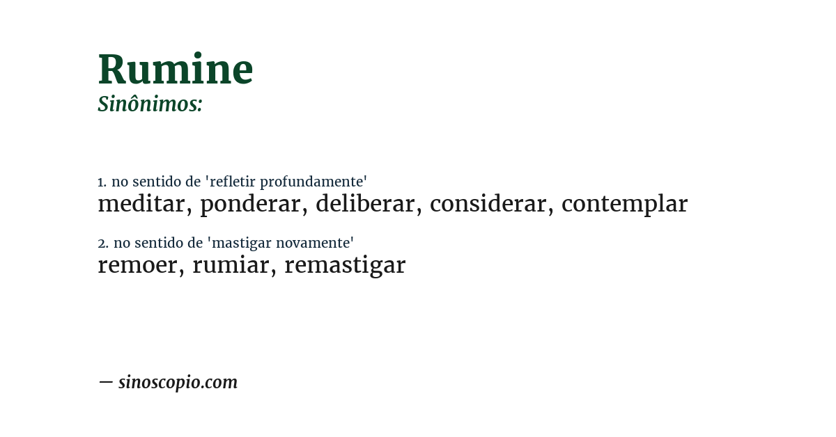 Sinônimo de rumine