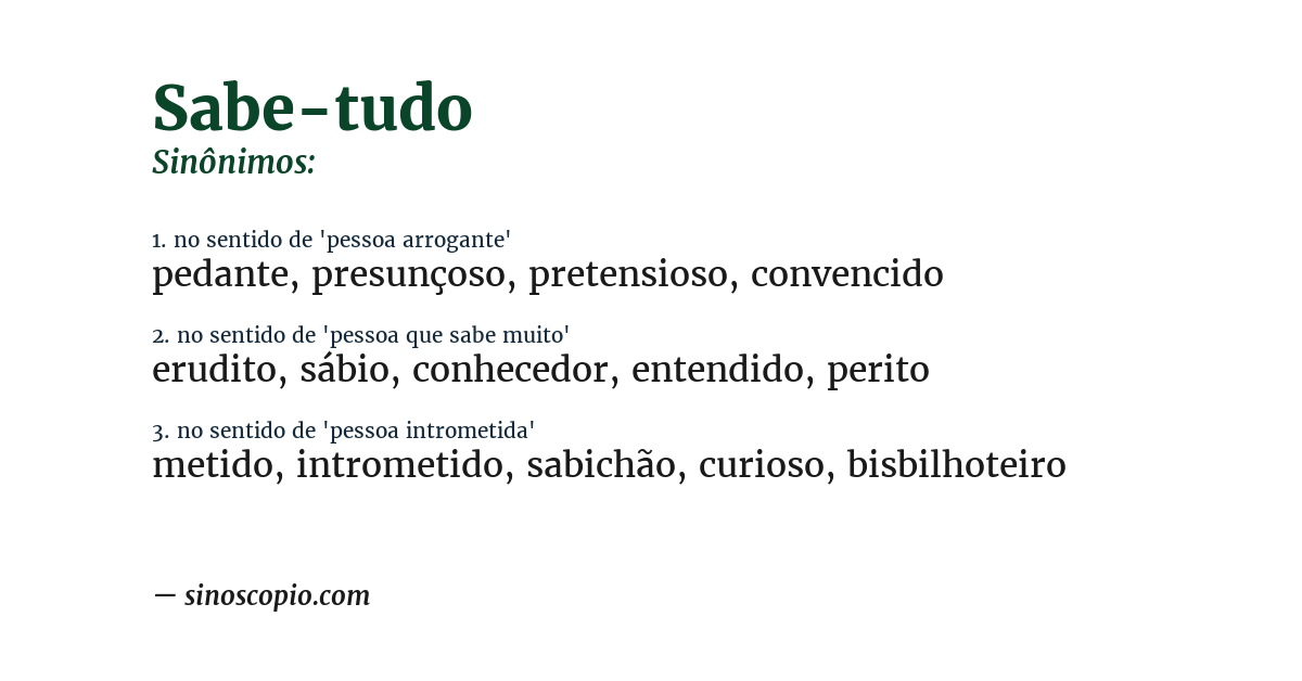 Sinônimo de sabe-tudo