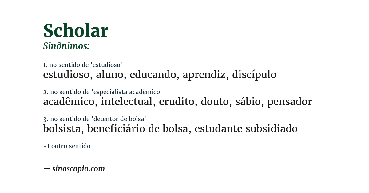 Sinônimo de scholar