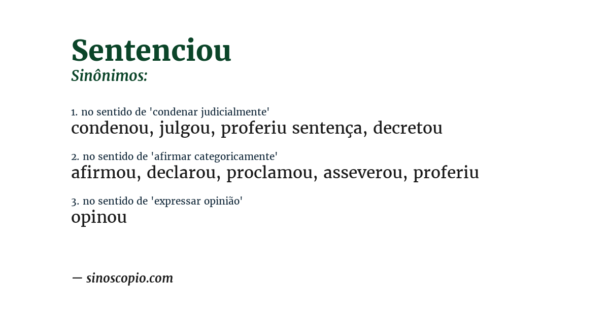 Sinônimo de sentenciou
