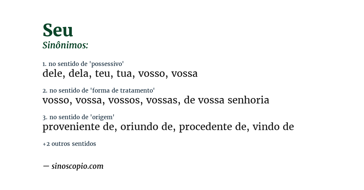 Sinônimo de seu