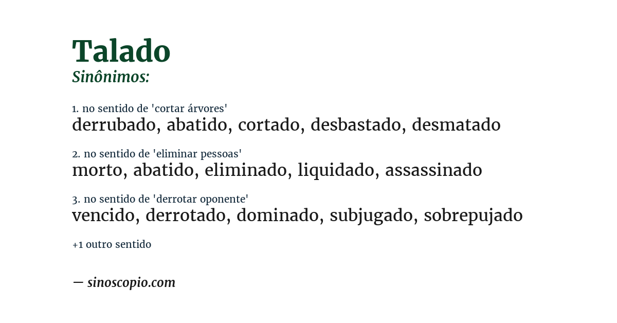Sinônimo de talado