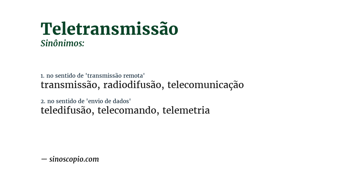 Sinônimo de teletransmissão
