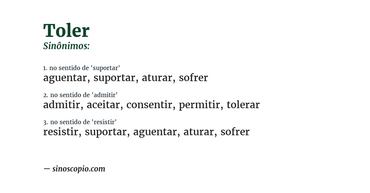 Sinônimo de toler