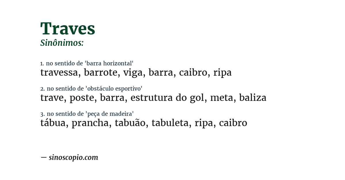 Sinônimo de traves