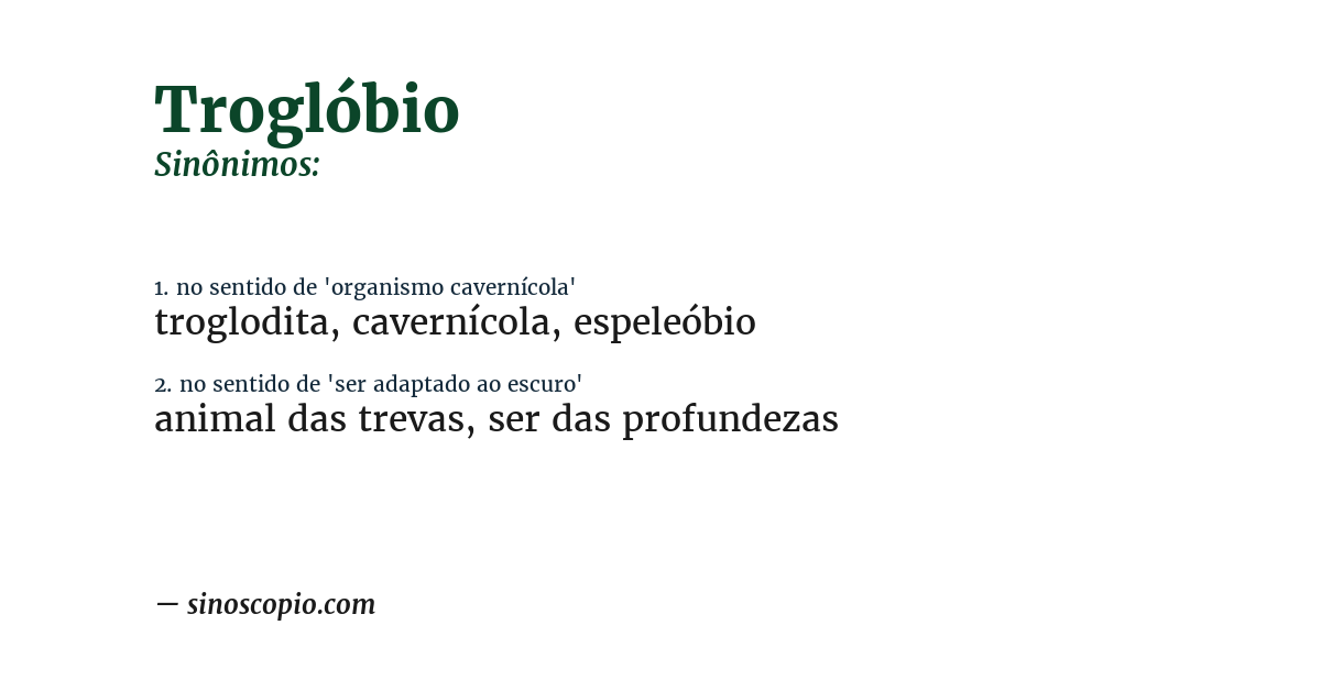 Sinônimo de troglóbio