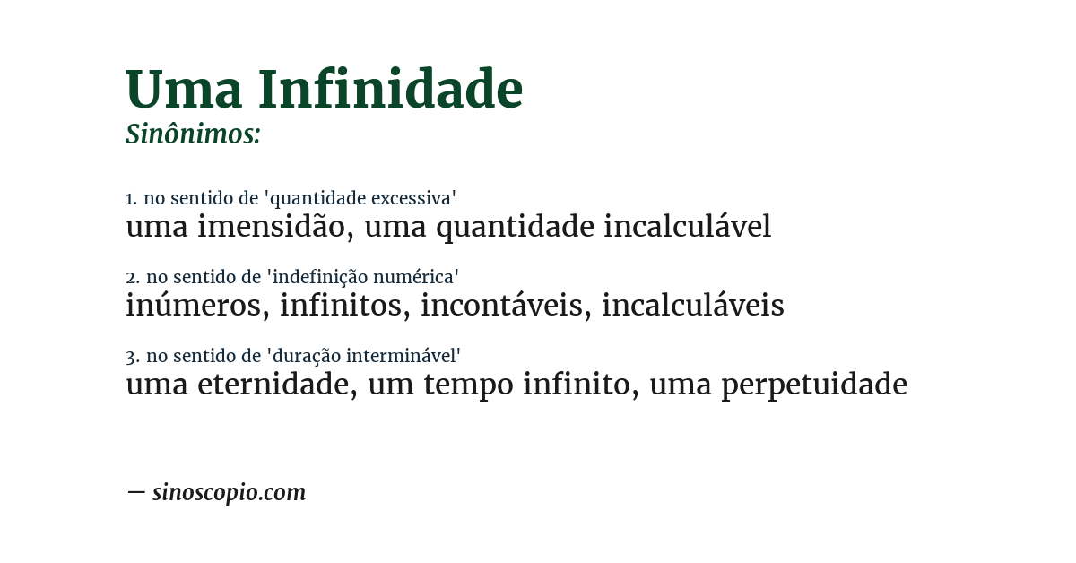 Sinônimo de uma infinidade