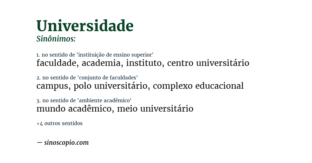 Sinônimo de universidade
