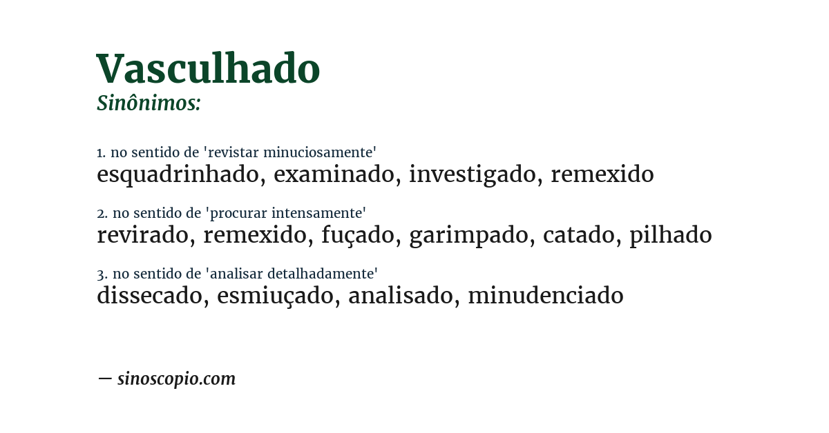Sinônimo de vasculhado