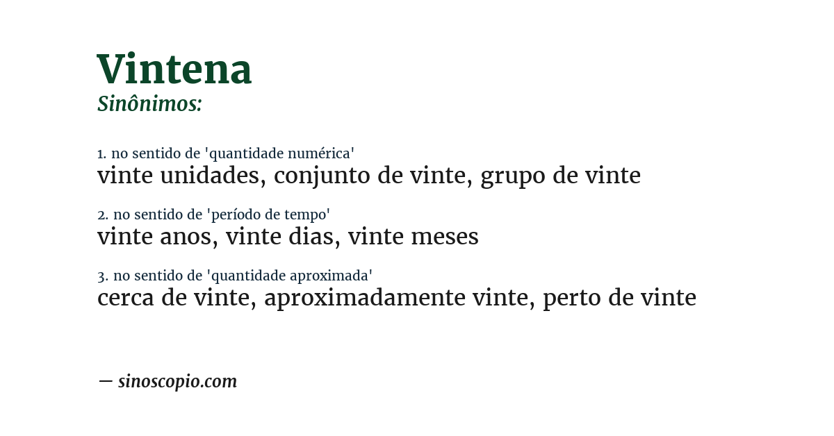 Sinônimo de vintena