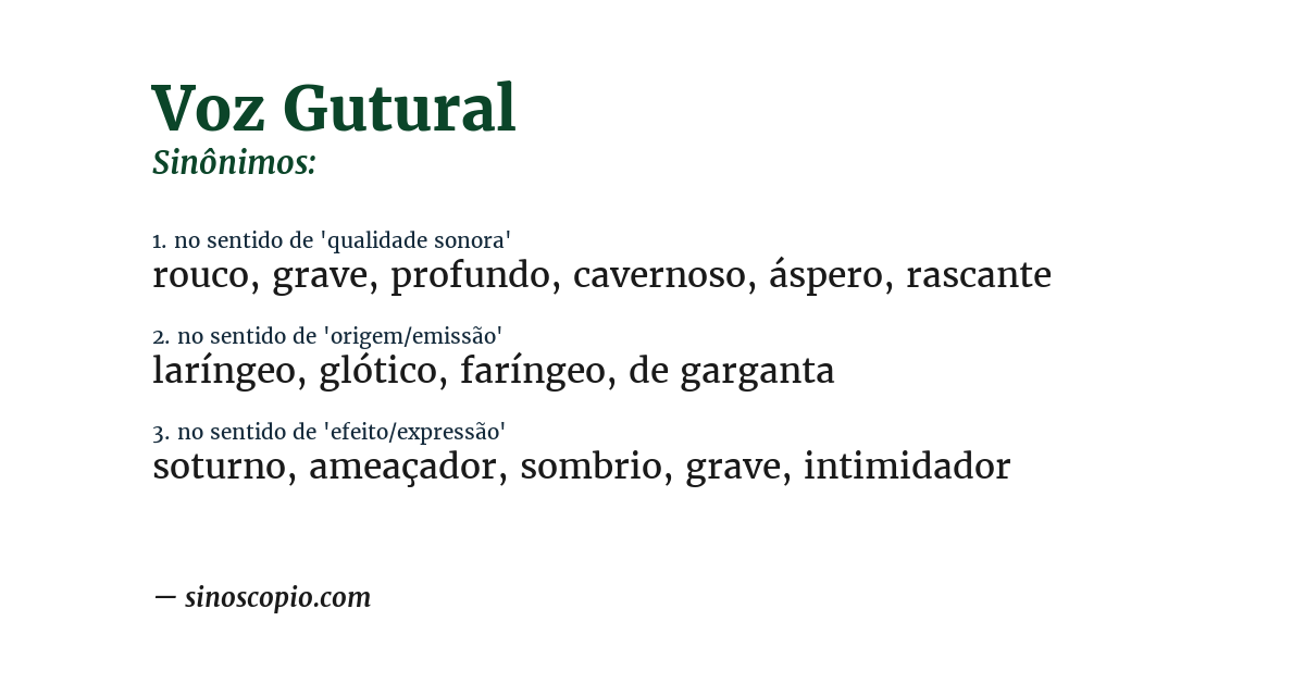 Sinônimo de voz gutural