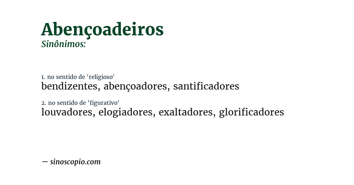 Sinônimo de abençoadeiros