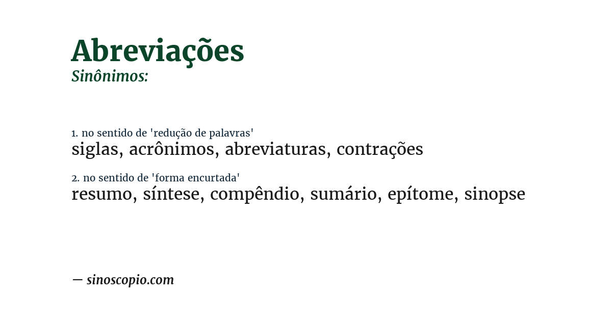 Sinônimo de abreviações