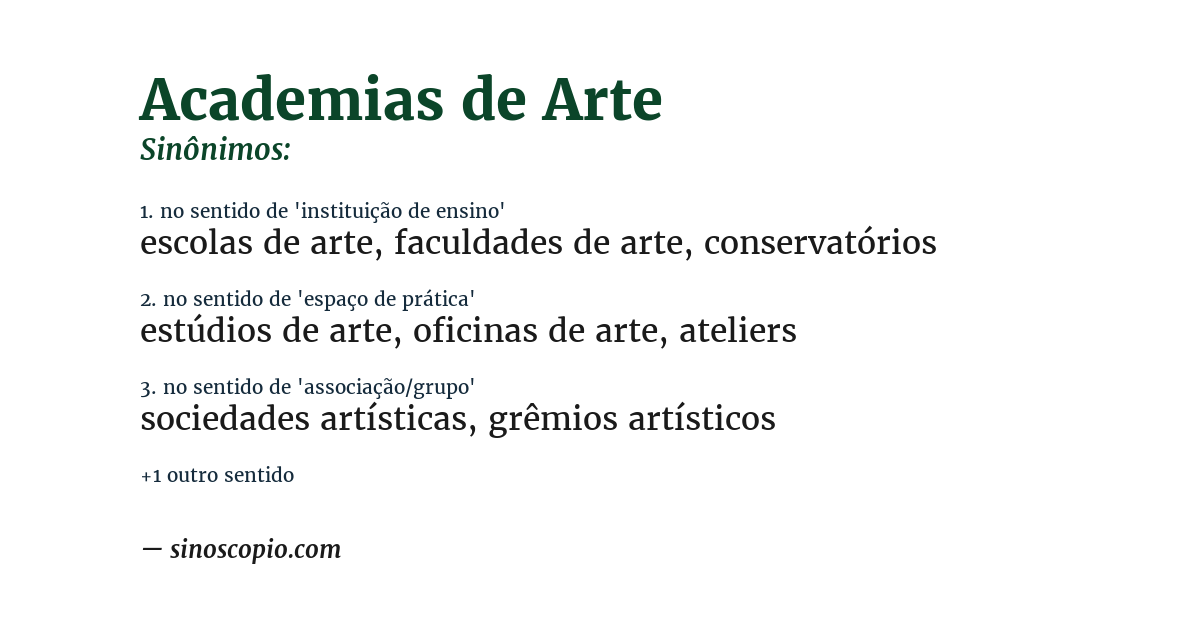Sinônimo de academias de arte