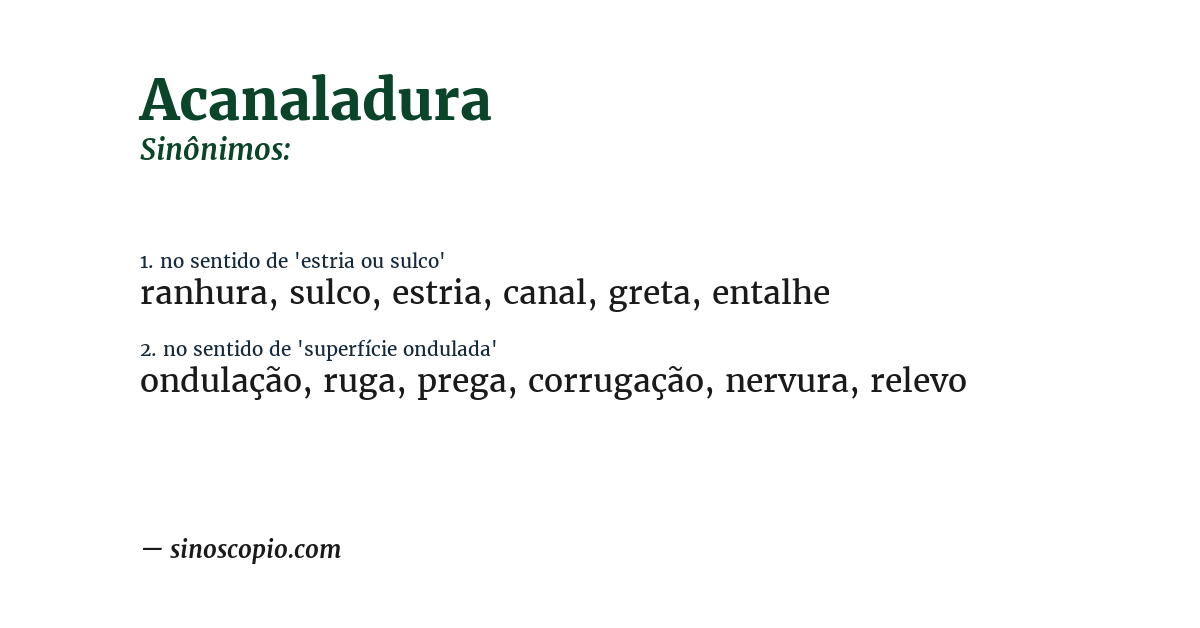 Sinônimo de acanaladura