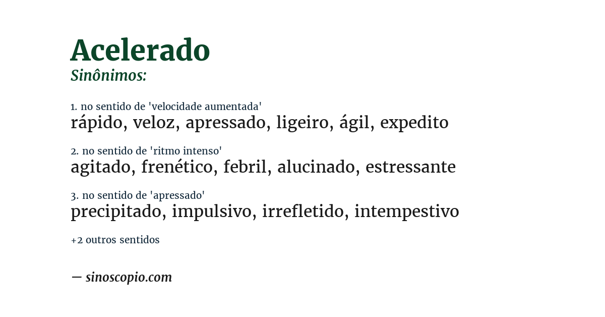 Sinônimo de acelerado