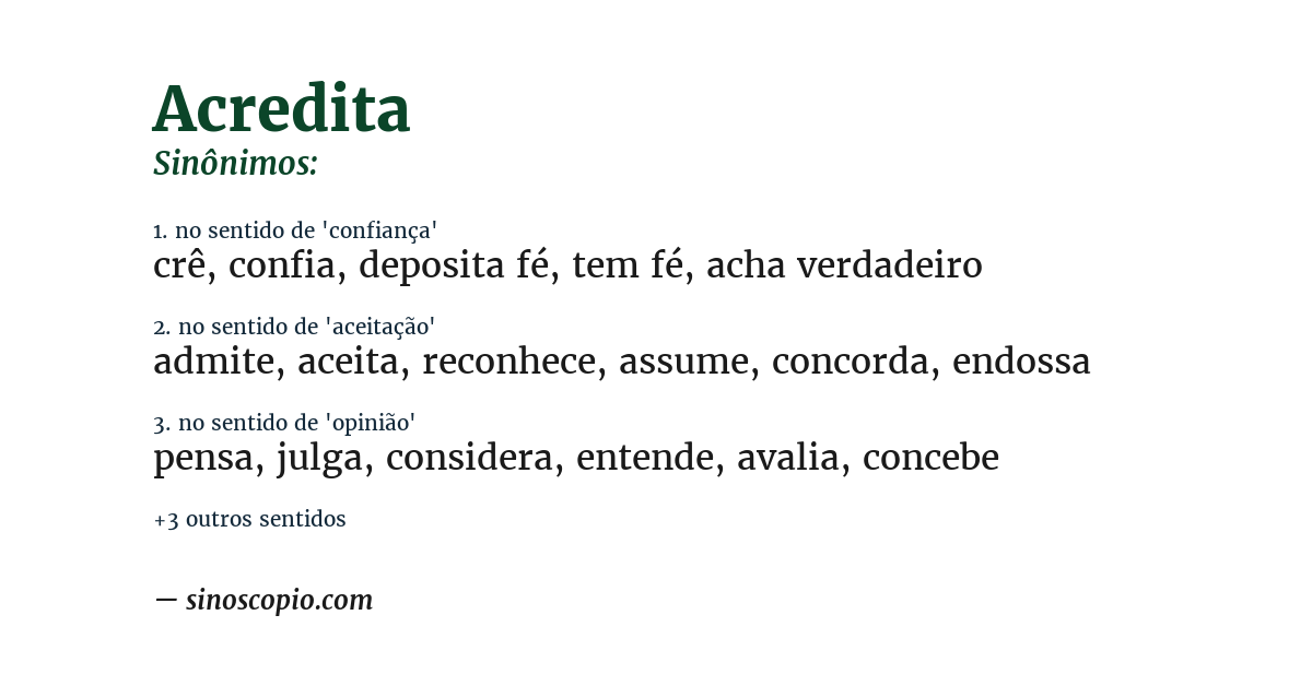 Sinônimo de acredita