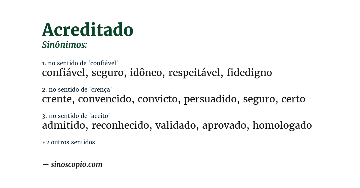 Sinônimo de acreditado