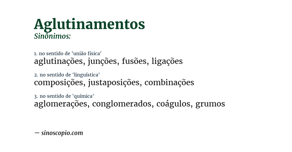 Sinônimo de aglutinamentos