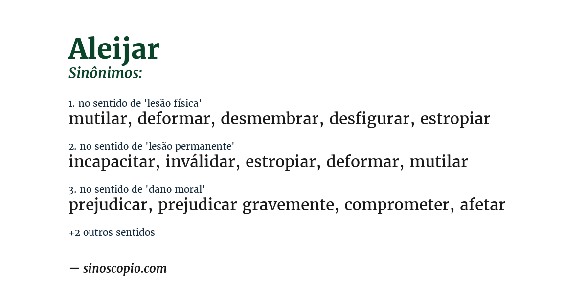 Sinônimo de aleijar