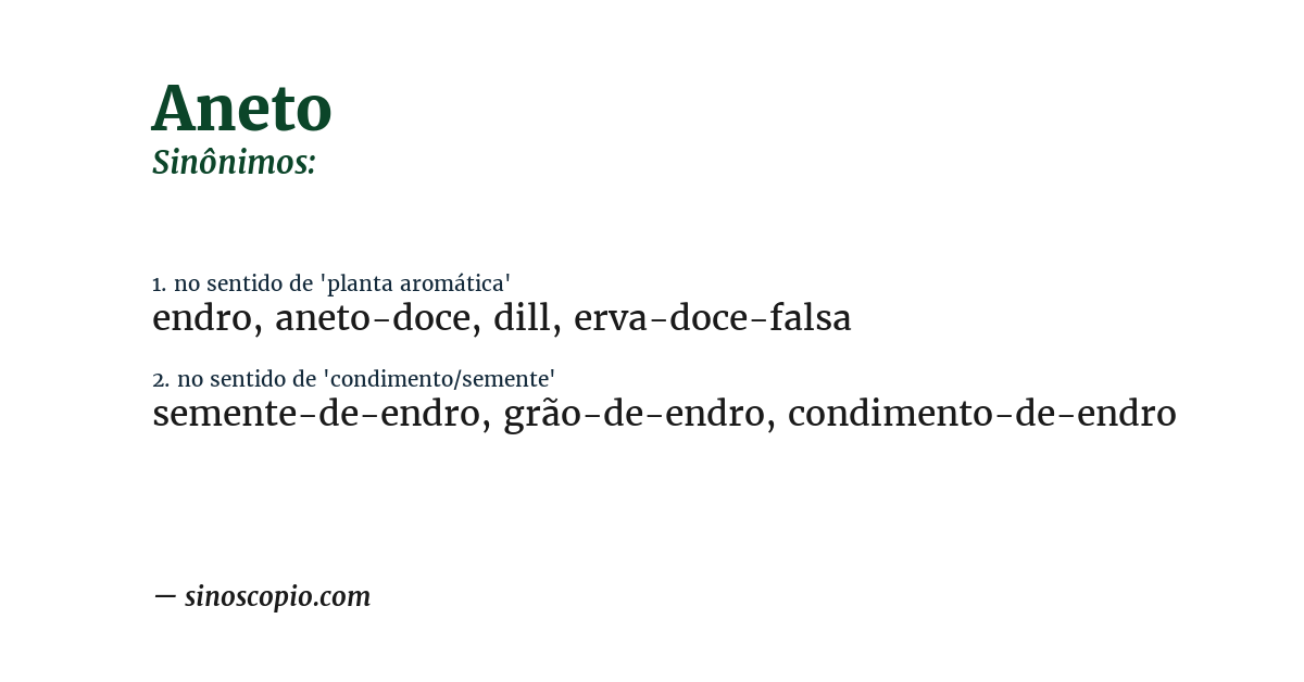 Sinônimo de aneto