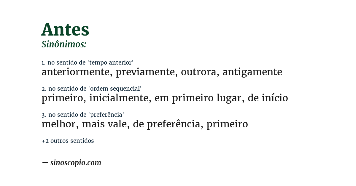 Sinônimo de antes