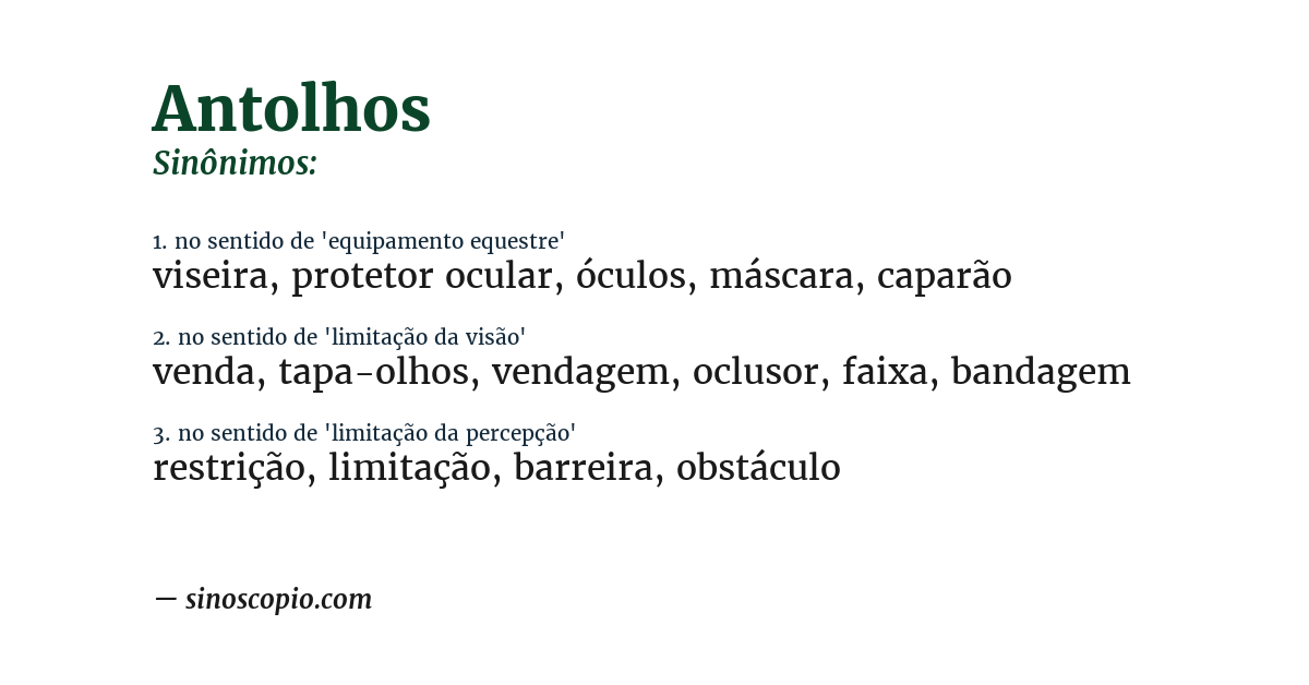 Sinônimo de antolhos