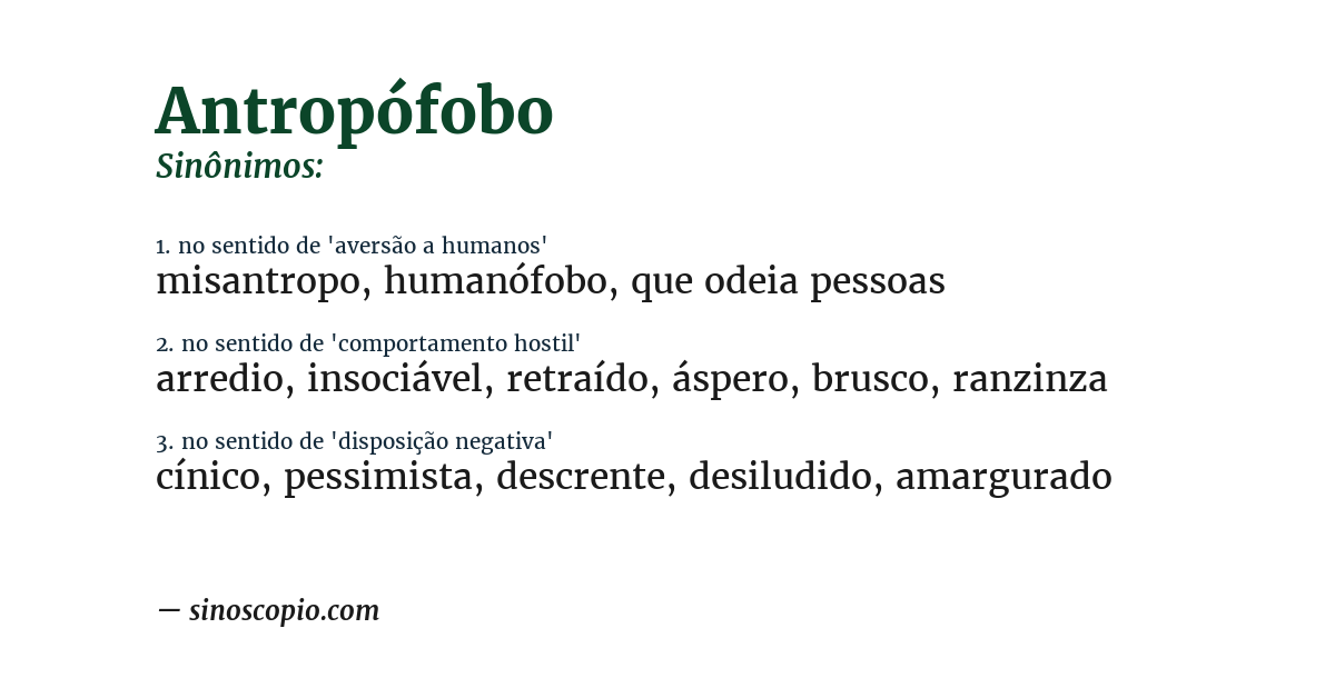 Sinônimo de antropófobo