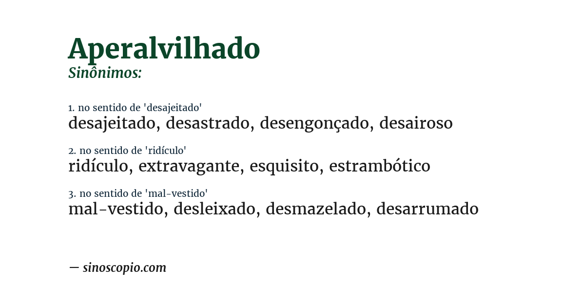 Sinônimo de aperalvilhado
