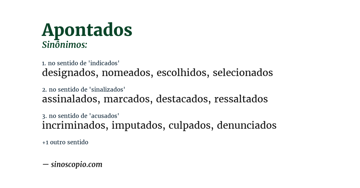 Sinônimo de apontados