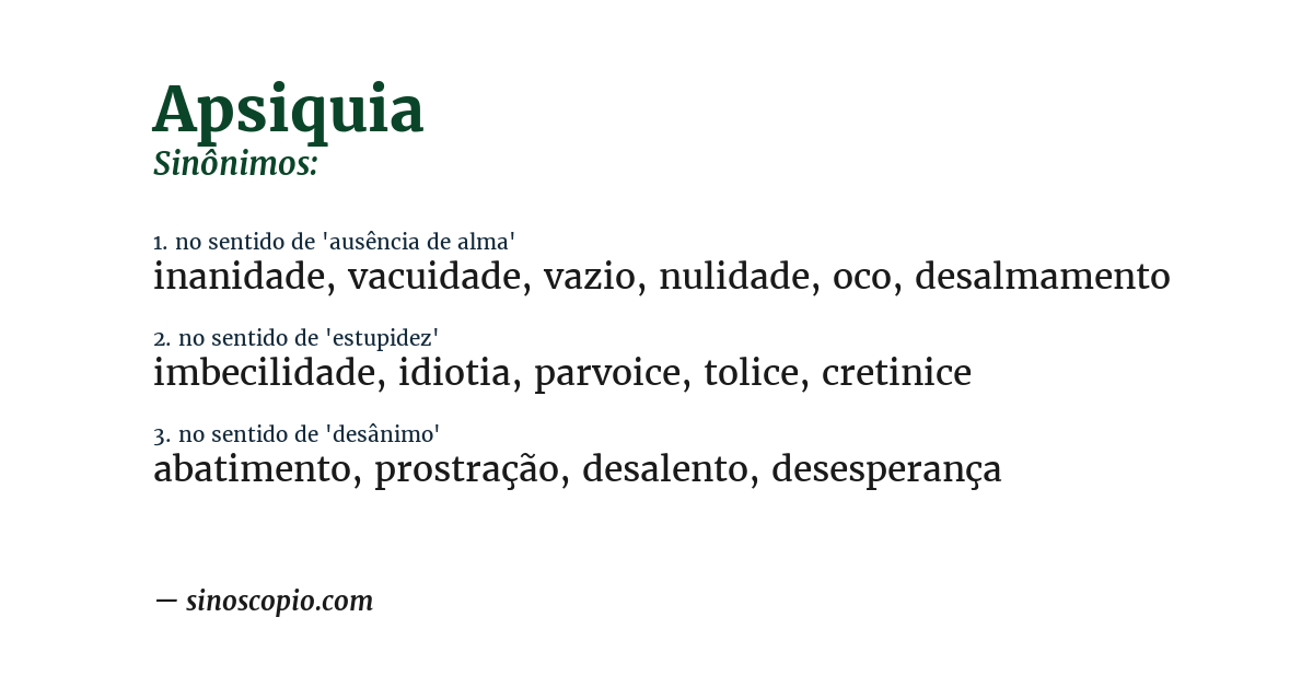 Sinônimo de apsiquia