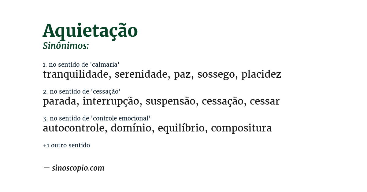 Sinônimo de aquietação