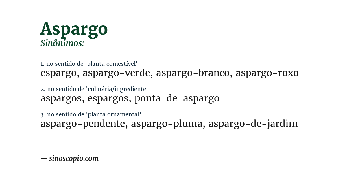 Sinônimo de aspargo