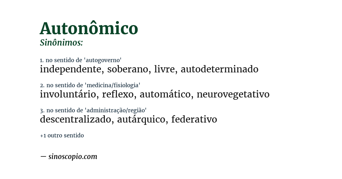 Sinônimo de autonômico