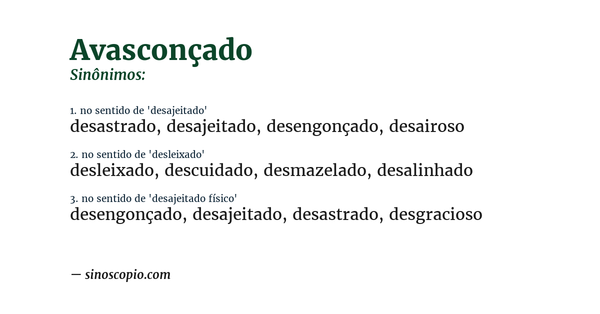 Sinônimo de avasconçado