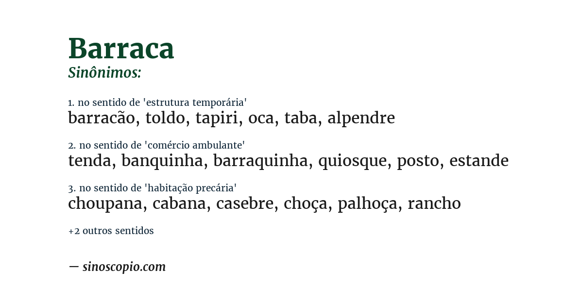 Sinônimo de barraca