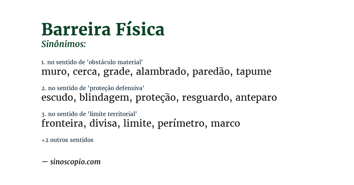 Sinônimo de barreira física