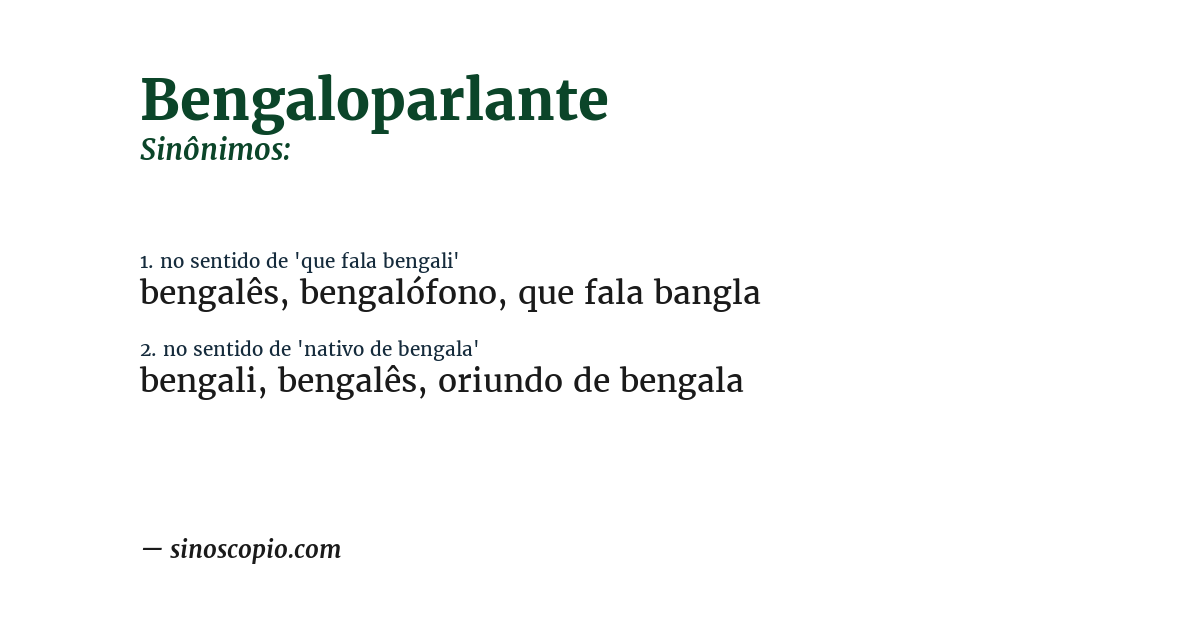 Sinônimo de bengaloparlante