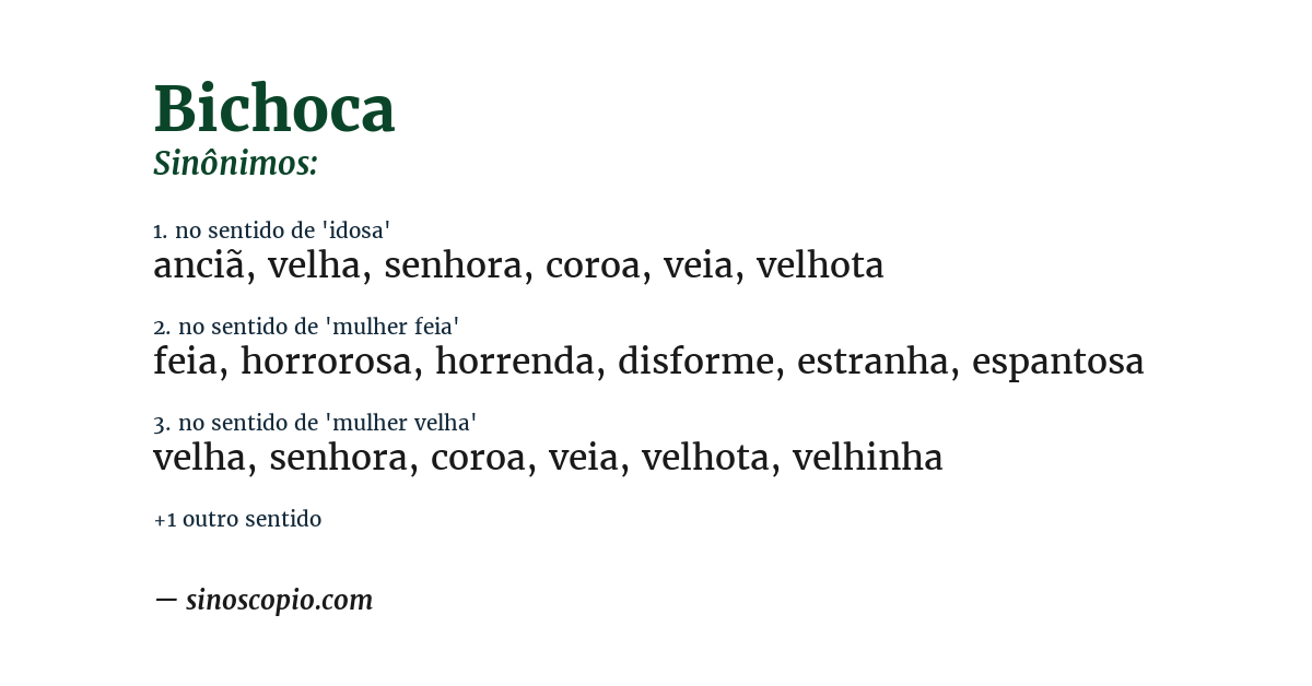 Sinônimo de bichoca