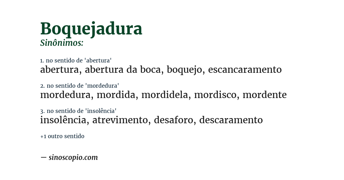 Sinônimo de boquejadura