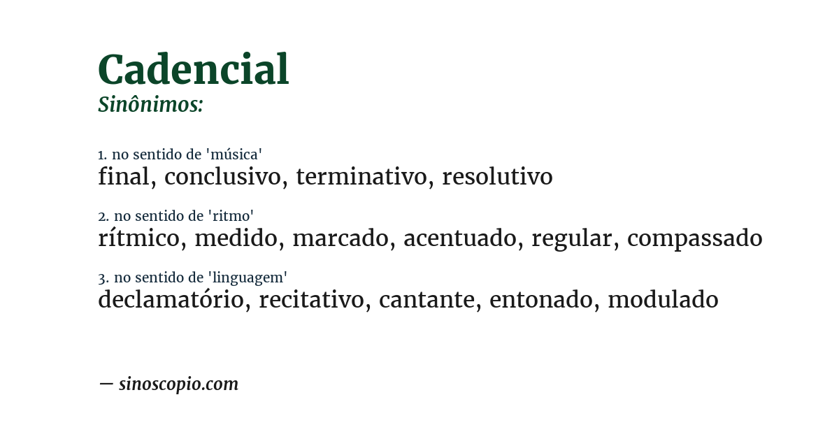 Sinônimo de cadencial