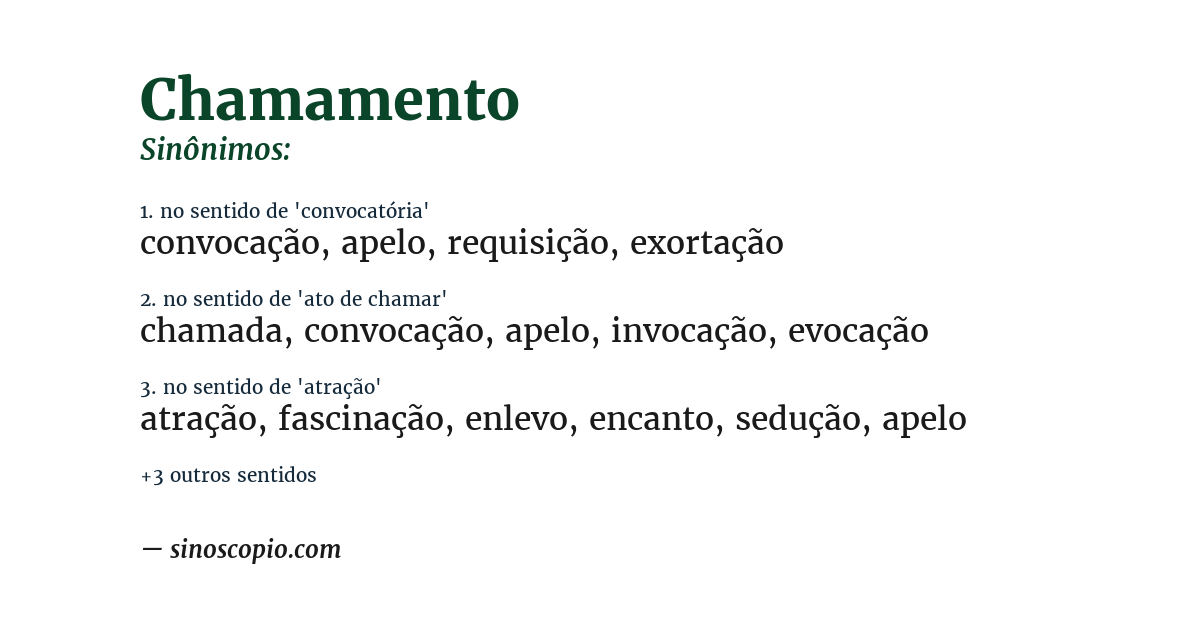 Sinônimo de chamamento